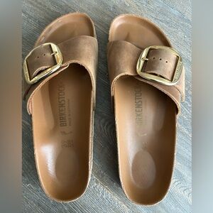 Birkenstock Big Buckle Women's Tan Sandals with Gold Buckle